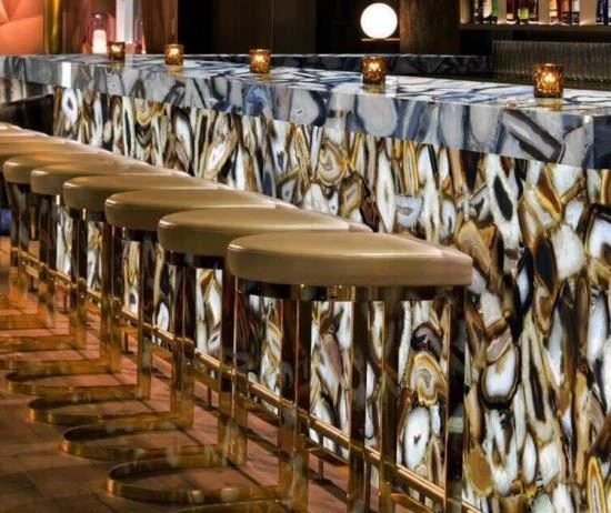 New Design Led Lighted Translucent Marble Bar Counter
